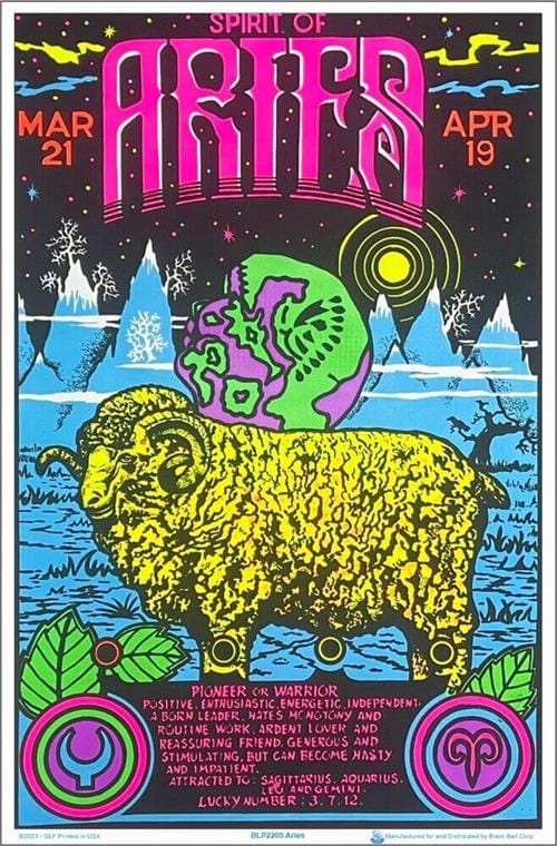 Posters Aries - Zodiac Sign - Black Light Poster 103371