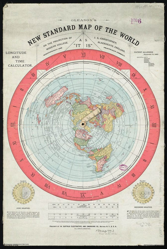 Posters Gleason's - New Standard Map of the World - Flat Earth Map - Poster 103591 TrippyStore