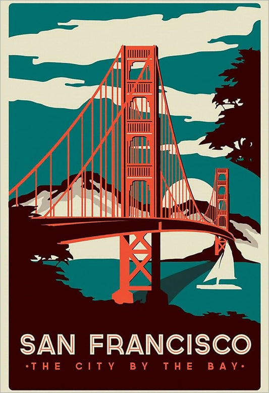 Posters San Francisco - Golden Gate Bridge - Retro Travel Poster 103440