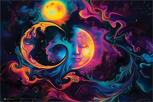 Posters Shawna Stewart - Ocean, Moon and Sun - Black Light Poster 103554 TrippyStore