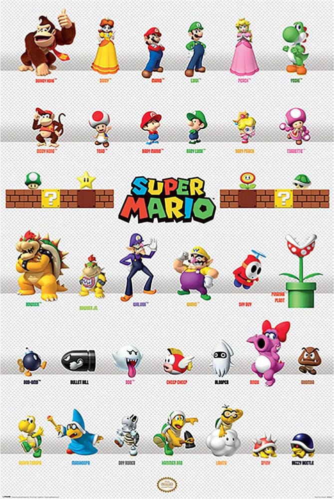 Posters Super Mario - Character Lineup - Poster 103567 TrippyStore