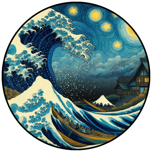 Stickers Great Wave on a Starry Night - Sticker 103429