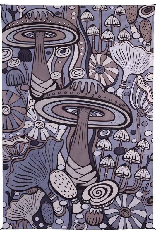 Tapestries 3D - Mushroom Garden - Grey - Tapestry 103447