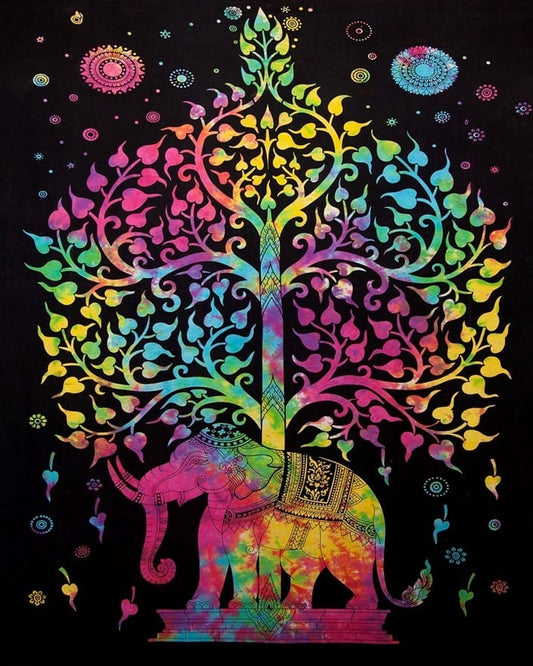 Tapestries Elephant Tree - Tie-Dye - Tapestry 103662 TrippyStore