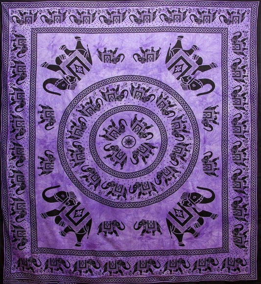 Tapestries Elephants Marching - Purple - Tapestry 101291 TrippyStore