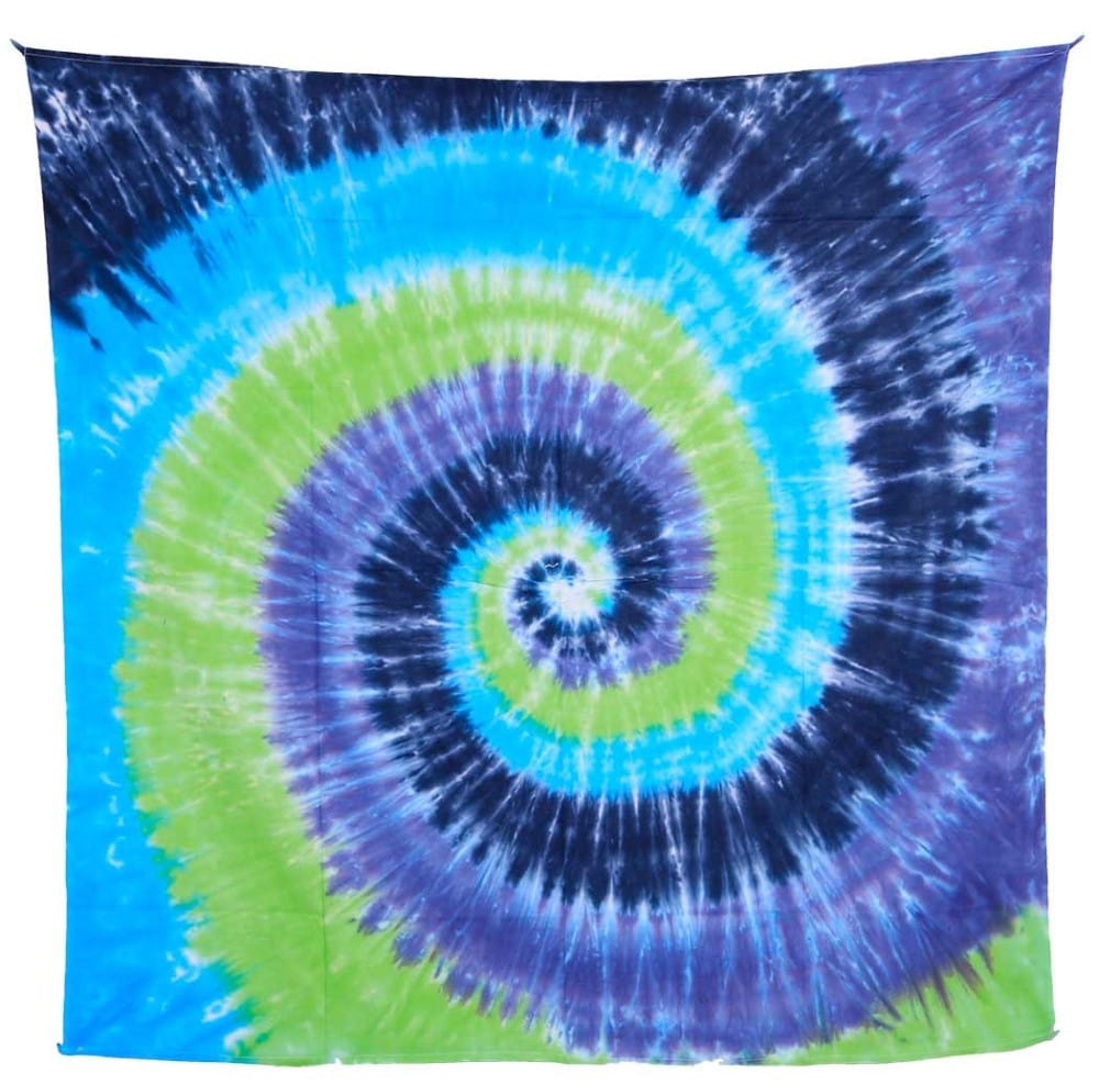 Tapestries 58 x 58" Tie-Dye Spiral - Blue and Green - Tapestry 103500 TrippyStore