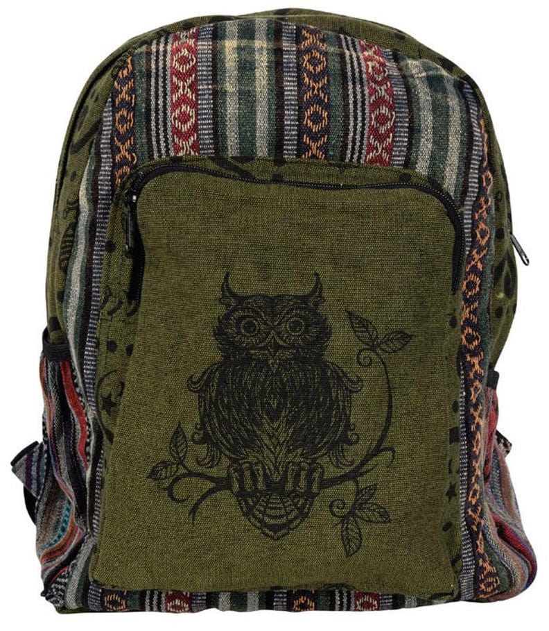 Bags Owl - Green Canvas - Backpack 103094
