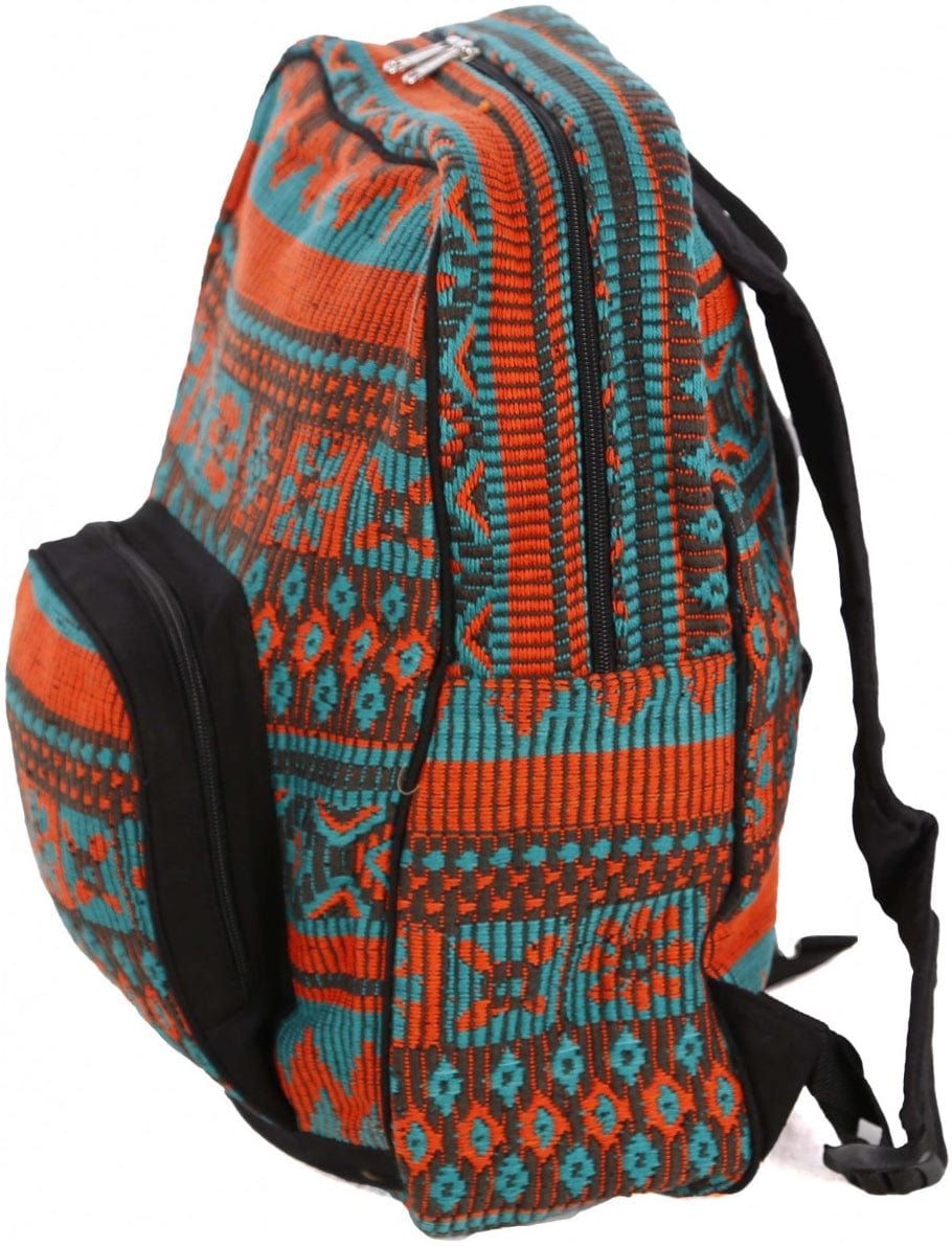 Bags Woven Jacquard - Turquoise and Orange - Backpack 102517