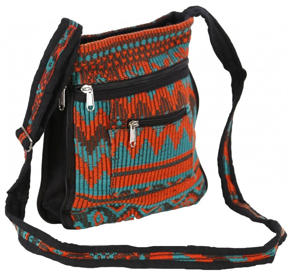 Bags Woven Jacquard - Turquoise and Orange - Purse 103101