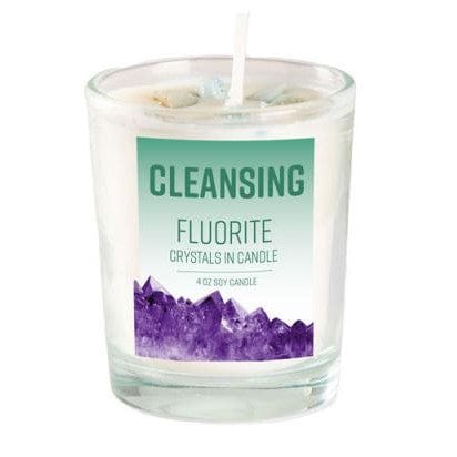 Candles Fluorite Stone Energy - Cleansing - Soy Candle 103115