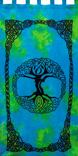Curtains Celtic Knot Tree of Life - Blue and Green - Curtain 100374
