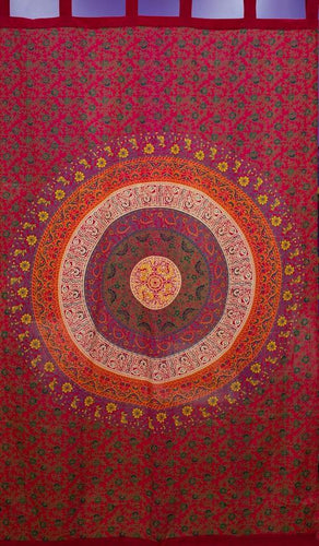 Curtains Napthol Circle of Flowers Mandala - Red and Gold - Curtain 101265