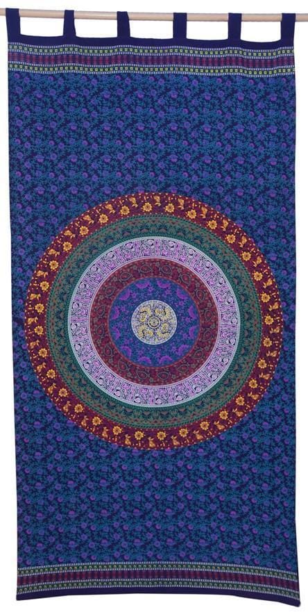 Curtains Sanganer Circle of Flowers - Blue - Curtain 100117