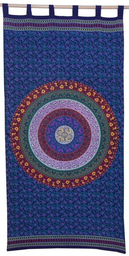 Curtains Sanganer Circle of Flowers - Blue - Curtain 100117