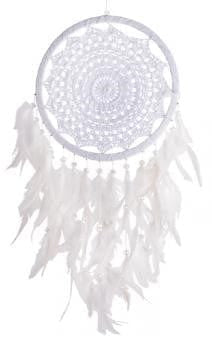 Dreamcatchers Crochet Hoop with Feathers - White - Dreamcatcher 102687