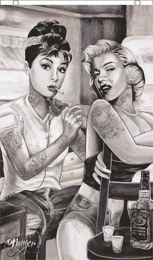 Flags Marilyn Monroe and Audrey Hepburn - Tattoo - Flag 100414