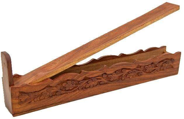 Incense Carved Leaf - Wood Box Incense Burner 102262