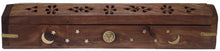 Load image into Gallery viewer, Celestial Sun, Moon and Stars - Wood Coffin Incense Burner
