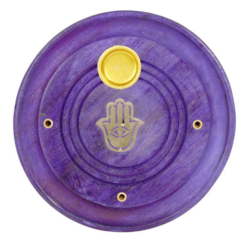 Incense Hamsa Inlay - Purple - Cone and Stick Incense Burner 102586