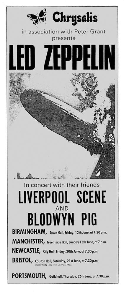 Bob Masse - Led Zeppelin - 1969 UK Tour - Concert Poster