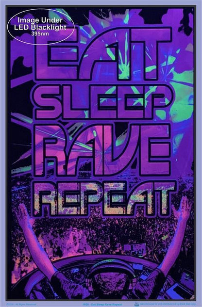 Posters Eat Sleep Rave - Black Light Poster 100163