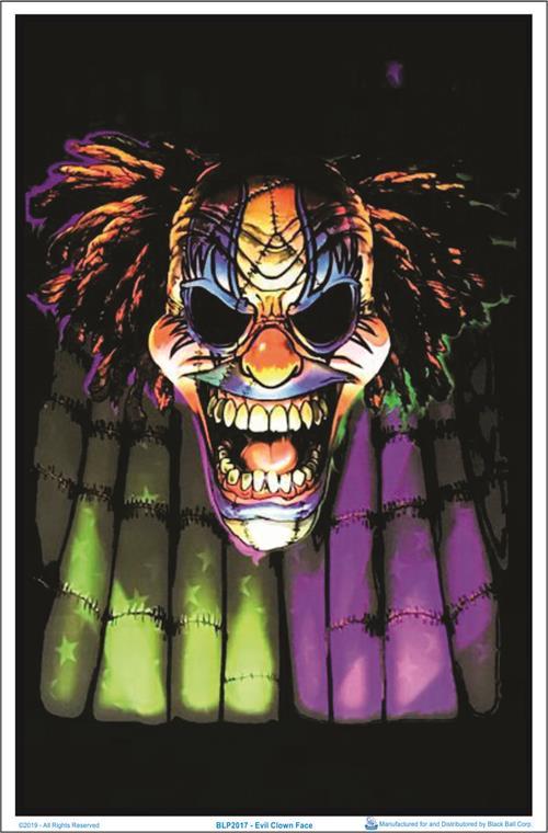 Evil Clown Face - Black Light Poster