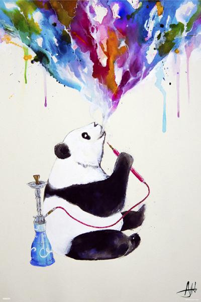 Posters Marc Allante - Panda Bear Hookah - Poster 100969