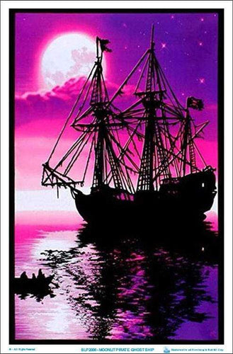 Posters Moon Light Pirate Ghost Ship - Black Light Poster 100070