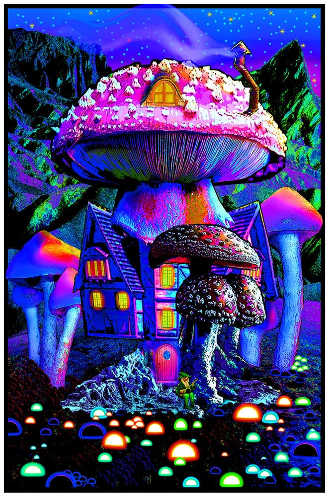 Posters Mushroom House - Black Light Poster 102326