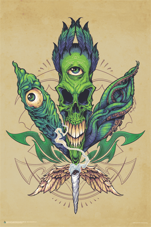 Pot Leaf Skull - Poster