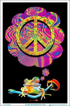 Load image into Gallery viewer, Posters Psychedelic Mushroom Peace Frog - Black Light Poster 100052
