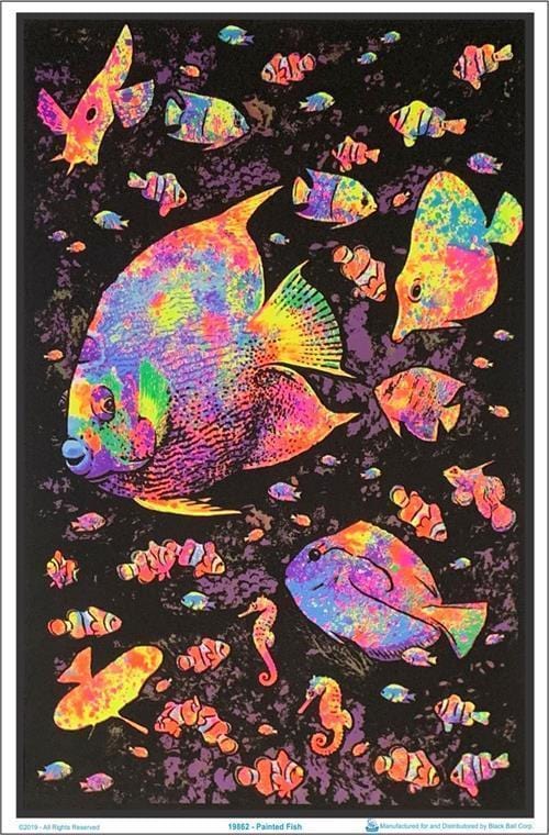 Posters Psychedelic Painted Fish - Black Light Poster 100072