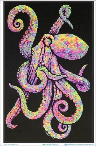 Posters Psychedelic Painted Octopus - Black Light Poster 100076