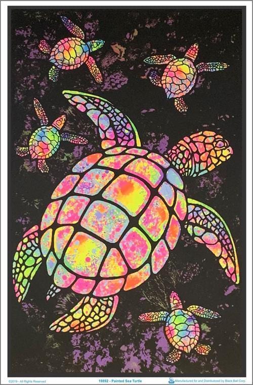 Posters Psychedelic Painted Turtles - Black Light Poster 100075
