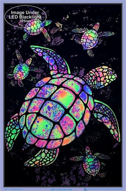 Posters Psychedelic Painted Turtles - Black Light Poster 100075