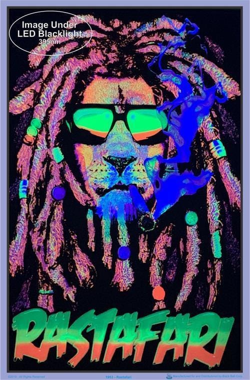 Posters Rastafarian Lion - Black Light Poster 007162