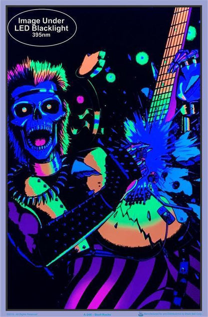 Posters Skull Rock Guitarist - Black Light Poster 100175