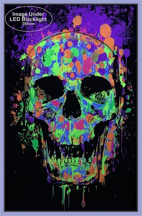 Posters Splatter Skull - Black Light Poster 100301