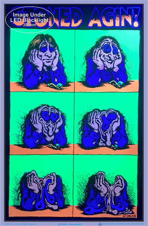 R Crumb - Stoned Agin - Velvet Black Light Poster – TrippyStore