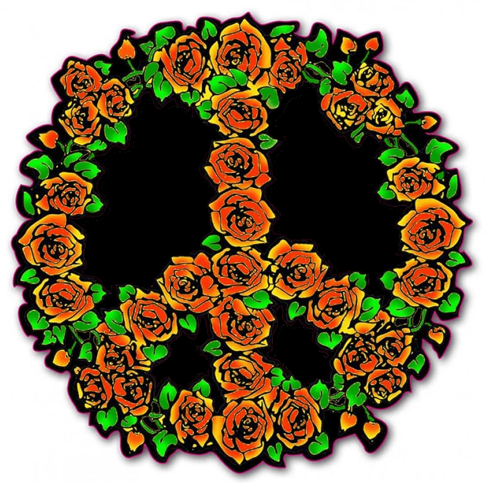 Stickers Rose Wreath Peace Sign - Bumper Sticker 100557