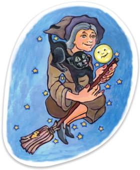 Stickers Witch and Cat - Sticker 101649