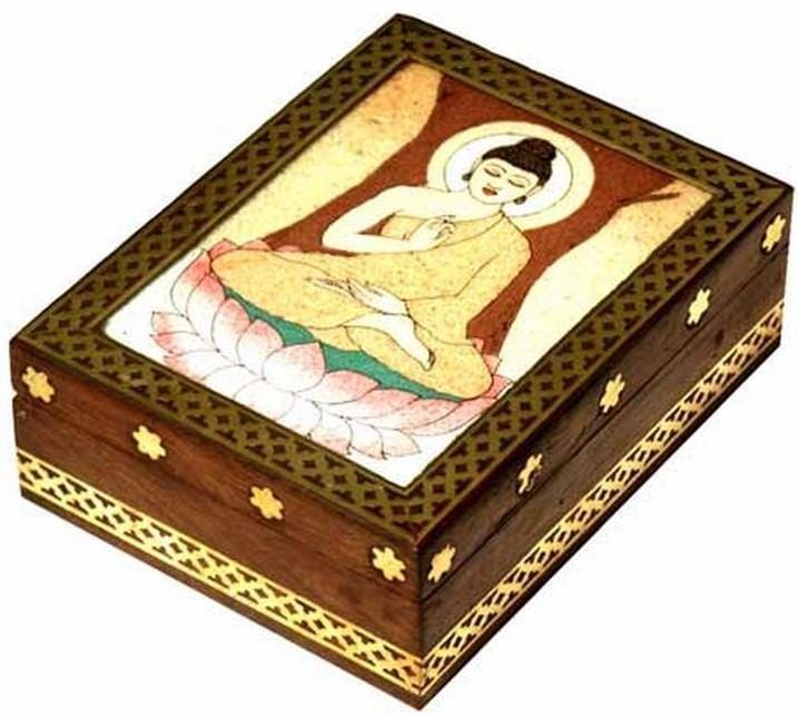 Storage Buddha Stone Inlay - Wooden Storage Box 100234