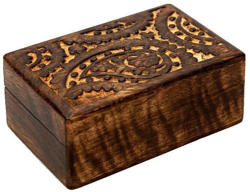 Storage Carved Paisley - Wooden Storage Box 100232