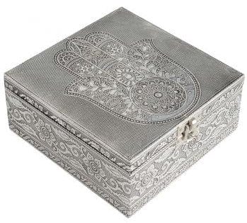 Storage Hamsa - Velvet Lined - Tin Jewelry Box 102617