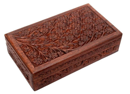 Storage Hand Carved Floral - Wooden Storage Box 100231