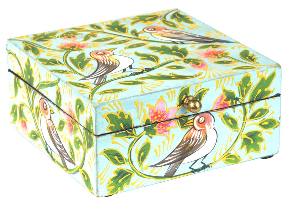 Storage Song Birds and Flowers - Hand-painted - Wooden Storage Box 102773