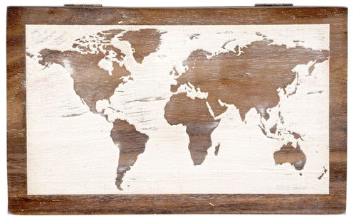 Storage World Map - Wooden Storage Box 102606