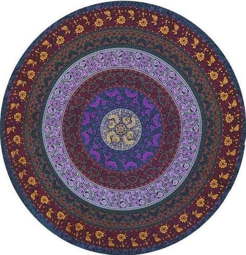 Tablecloths Circle of Flowers - Blue - Round Tablecloth 011721