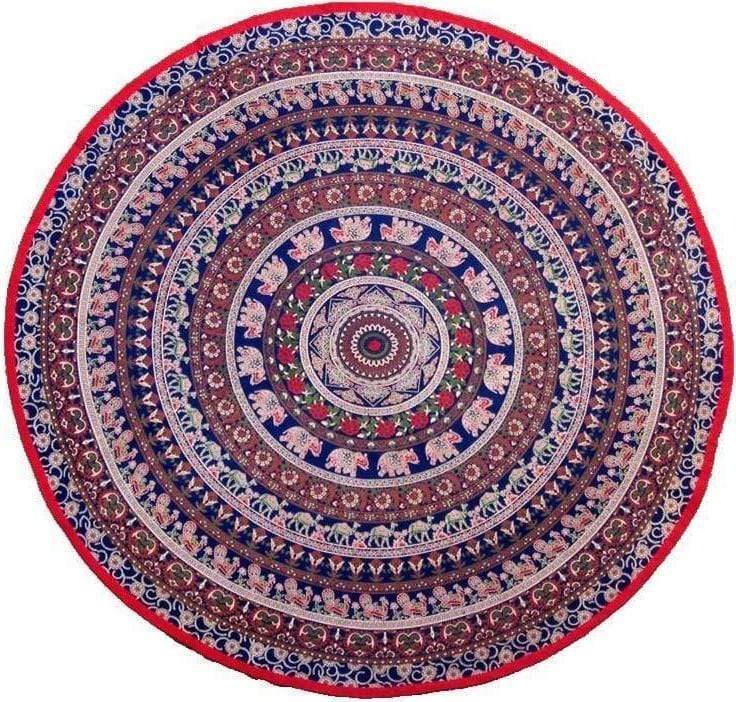 Tablecloths Elephant and Peacock Mandala - Blue and White - Round Tablecloth 101539