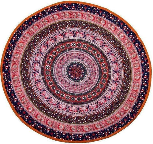 Tablecloths Elephant Flower Mandala - Red and Blue - Round Tablecloth 101534